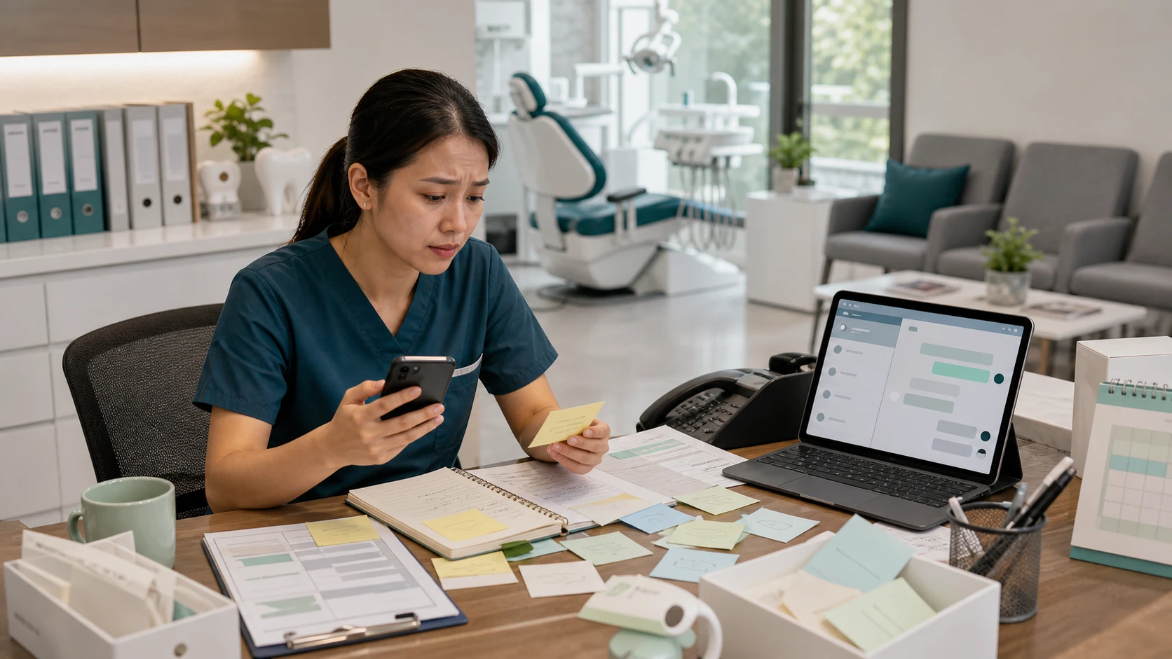 Asian Malaysian dental clinic team member whose clinic doesn't show up online.